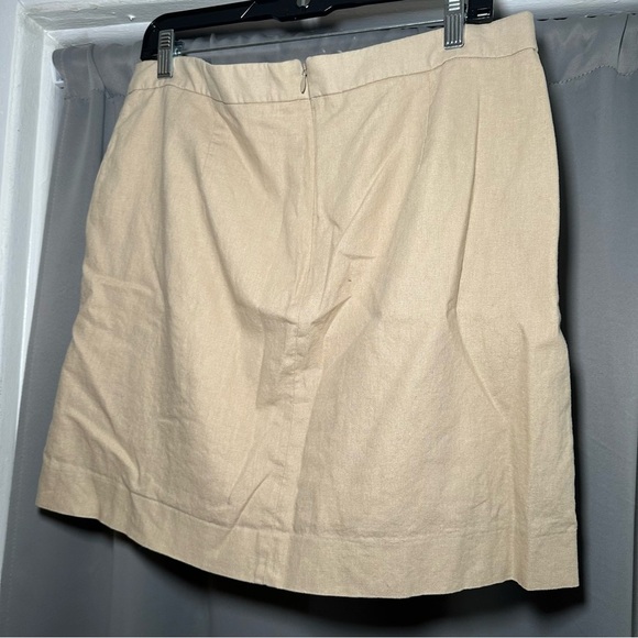 J. Crew Tan Button-Down Light Academia Flared Linen Blend Mini Skirt Size 12 - Picture 8 of 14
